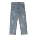Men's Clothing National Trend High Street Cross Patch Jeans Men's Trendy Brand Handsome Street Straight Loose Wide Leg Long Trousers_mkmklike.com