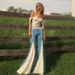 Cross-border Foreign Trade Women's Clothing: Lace Splicing, Color-blocking, Vintage Bell-bottom Pants, Versatile And_mkmklike.com
