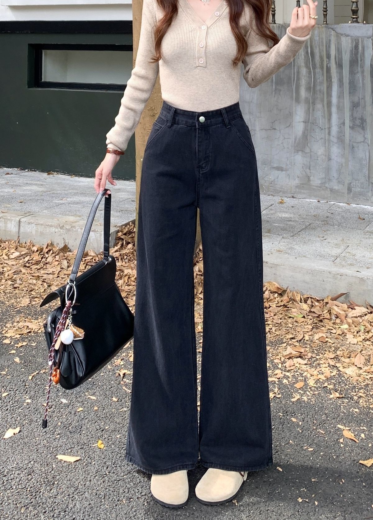 Cross-border Hot Girl Black Jeans For Women, Spring Autumn 2025, New European And American Style, Loose, Slimming,_mkmklike.com