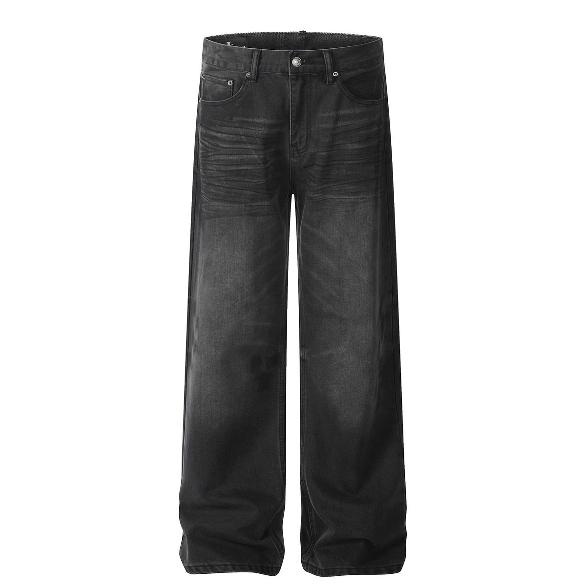 Men's Clothing Street Retro 2025 Neutral High End Washed Black Design Men's Loose Straight Jeans_mkmklike.com