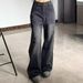 Plus Size High Waist Straight Leg Jeans For Women - Stretchy Comfort, Flattering Fit, Wide Leg & Loose Style, Black Grey_mkmklike.com