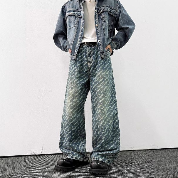 Letter-Print Jacquard Jeans – Relaxed Fit Straight-Leg Denim Pants For Men (S-3XL)_mkmklike.com