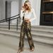 Wild Leopard Print Washed Denim Straight Leg Pants For Women - High Waist Vintage Streetwear Jeans_mkmklike.com