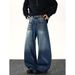 "Lightning Bolt Studded Jeans – Streetwear Wide-Leg Pants For Men (S-3XL, Distressed Blue)"_mkmklike.com
