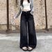 American Style Black Gray Straight Jeans For Women, Autumn Winter New High Waist Loose Slimming Fashion Wide Leg_mkmklike.com
