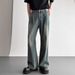 Retro Pleated Jeans Men's Washed And Old Loose Straight Wide-leg Pants_mkmklike.com