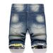 Men's Vintage Wash Distressed Denim Shorts, Stretch Slim Fit Knee-Length Ripped Jeans Shorts For Men, Retro Casual Cargo Shorts_mkmklike.com