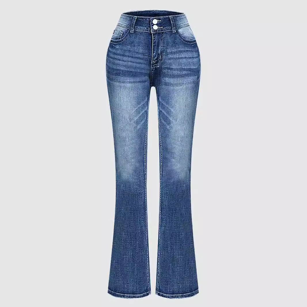 K New Fashionable And Versatile Stretch Slimming Embroidered Micro Flared Jeans For Women_mkmklike.com