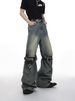 Niche Retro Old High Waist Three-dimensional Splicing Design American High Street Trendy Brand Micro-pull Jeans Men_mkmklike.com