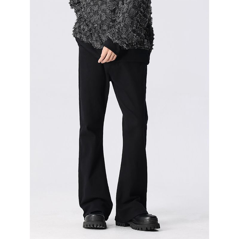 Nordmann Black Flared Jeans For Men European American Street Style Cool Casual Spring And Autumn Versatile Straight Loose Pants_mkmklike.com