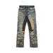 Men's Clothing Men's Straight Leg Washed Denim Pants With 3D Digital Print - Comfortable Cotton Jeans For Casual Wear (Blue, S/M/L/XL)_mkmklike.com