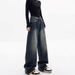 High-Waisted Loose Fit Jeans – Vintage Washed Denim For Effortless Street Style_mkmklike.com