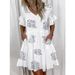 Women's Clothing Fashion Short Printed Ruffle Pocket Dress for Women_mkmklike.com