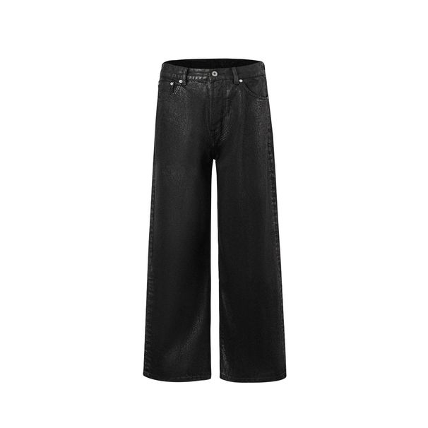 Waxed Okayama Denim A-Line Pants – 14.8oz Coated Straight-Leg Jeans (Vintage Wash, Relaxed Fit, Unisex Streetwear)"_mkmklike.com