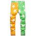 Men's Clothing Printed Denim New Style Small Straight Slim Fit European And American Style Stitching Washed Denim Men's Trousers_mkmklike.com
