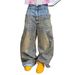 European And American Style Loose Wide-leg Jeans Street Trend Washed Retro Loose Men's Jeans Trendy Brand Wide-leg Pants_mkmklike.com