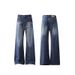 Vintage Washed Distressed Straight Jeans For Men & Women - Mid Waist Slim Fit Comfortable Denim Pants With Cat Whisker Details_mkmklike.com