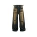 Vintage Distressed Diamond Jeans for Men Red Streetwear Denim Pants with Ripped Details And Washed Finish_mkmklike.com