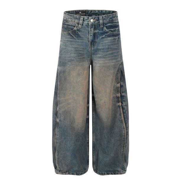 Men's Clothing Retro Blue Design Loose Scimitar Jeans_mkmklike.com