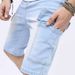 Men's Vintage Washed Denim Shorts - Mid Length Casual Summer Jeans With Distressed Details, Comfortable Cotton Blend, Straight Fit (Sky Blue)_mkmklike.com