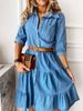 ELLE 2023 Hot Selling European And American Multi-layer Patchwork Waist Slimming Denim Dress_mkmklike.com