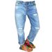Women's Clothing Distressed Straight-Leg Jeans For Women - Vintage Washed Denim Pants With Ripped Details (Light Blue, S-2XL)_mkmklike.com