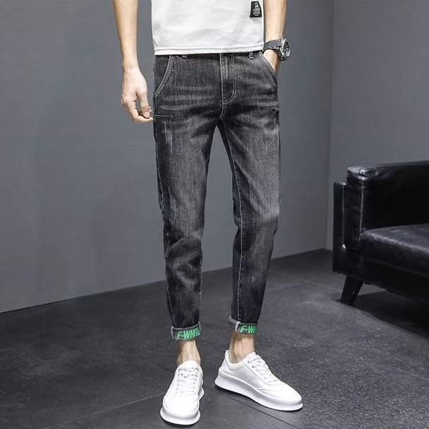 BOY Men's Jeans For Spring And Autumn, Trendy Slim Fit, Casual Straight Leg Pants, 2024 New Thin Autumn Style_mkmklike.com