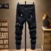 Men's Clothing Ripped Patch Jeans Spring And Autumn New Trendy Brand Black High Street Versatile Slim Fit Skinny Casual Trousers_mkmklike.com