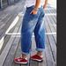 Women's Stretch Denim Jeans Mid-Rise Ankle-Length Cropped Style with Rolled-Up Cuffs Stitched Pockets European American Design_mkmklike.com