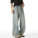 Retro Washed 3D Whiskered Jeans High Street American Trendy Loose Texture Straight Leg Trousers Autumn Style Men's Clothing Denim_mkmklike.com