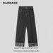 Men's Clothing Retro Leopard Print Patchwork Jeans For Men And Women Straight Loose Casual Drape Wide Leg Trendy Couple Mopping Pants_mkmklike.com