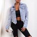 Women’s Clothing Casual loose ripped long sleeved short denim jacket_mkmklike.com