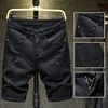 Men's Clothing Denim Shorts Half Pants Pure Black Mid Length Pants Ripped Brand Breeches_mkmklike.com