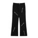 Zipper Design, Micro Flared Black Jeans, Men's American High Street Niche Straight Leg Loose Pants_mkmklike.com