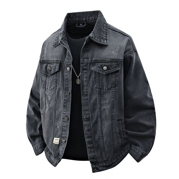 Men's Clothing National Trend Style Denim Jacket Slim Fit Comfortable Long Sleeve Thick Top Trendy New Arrival Large Size Printed Jacket Men_mkmklike.com