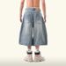 Men's Clothing Retro Loose Silhouette Washed Distressed Cropped Trousers Summer Men And Women Design Wide Leg Jeans_mkmklike.com