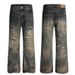 Retro Distressed Ripped Jeans For Men And Women Straight Leg Loose Fit Wide Leg Pants_mkmklike.com
