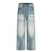 Punk Washed Vintage Denim Straight-Leg For Men Cleanfit Frayed Hem Loose Wide-Leg Pants_mkmklike.com