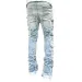 Men's Jeans Regular Fit Stacked Patch Distressed Destroyed Straight Denim Pants Streetwear Clothes Casual Jean_mkmklike.com