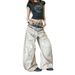 Men Women Wide Leg Trousers Loose Fit Waistband Tie Jeans Summer Design American Street Subculture Digital Print_mkmklike.com