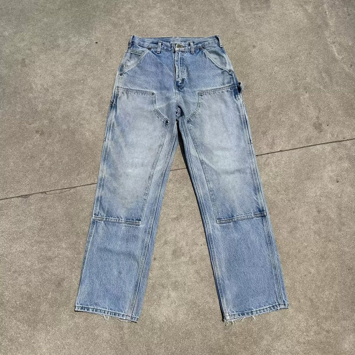 Vintage American Heavyweight Double-Knee Denim Pants B73 Fit Workwear Jeans for Men And Women Washed And Distressed Finish_mkmklike.com