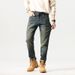 Men's Vintage Washed Slim Straight Jeans - Classic American Retro Style With Distressed Detail_mkmklike.com