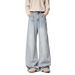 Vintage Washed Distressed Jeans – Unisex Wide-Leg Denim Pants With Retro Fraying & Artistic Rips, All-Season Loose Fit_mkmklike.com