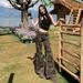 Camouflage Micro-flared Jeans For Women, Summer 2025, Low-waisted, Non-clammy, Slimming, American-style Retro Flared_mkmklike.com