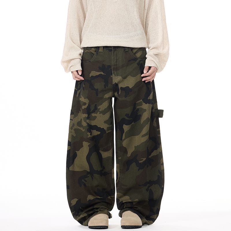 Men's Camo Cargo Pants – Vintage Military Workwear With High-Stretch & Anti-Wrinkle Fabric (Straight-Leg Fit)_mkmklike.com