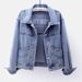 Chicco Embroidered Spring 2025 New Light Color Short Denim Jacket For Women Korean Style Loose Slimming Versatile_mkmklike.com