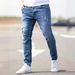 Men's Clothing Men's Slim Elastic Ripped Jeans Skinny Jeans Men Jeans_mkmklike.com