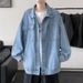 Washed Denim Men's European And American Hiphop Trendy Brand High Street Lapel Jacket Loose Multi-Pocket Workwear Top_mkmklike.com