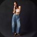 Women's Clothing Loose Wide Leg Pants Low Waist Washed Denim Trousers _mkmklike.com