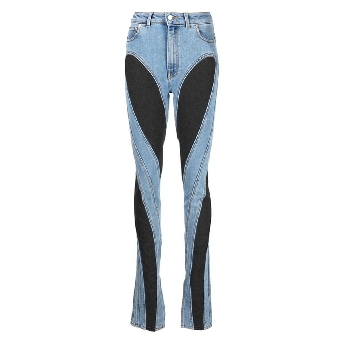 Niche Design Deconstruction Style Contrast Color Jeans For Women Sexy Hot Girl Slim Long Legs High Waist Trousers_mkmklike.com